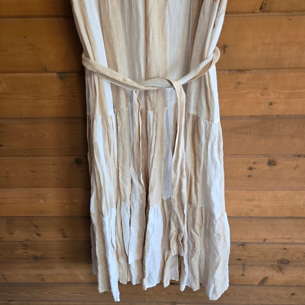 Laude The Label x Madewell Dress Organic Linen Tiered Maxi Tulum Stripe L Boho - Picture 5 of 8